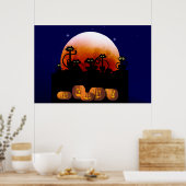 Chats noirs, Lune, Poster Citrouille (Cuisine)