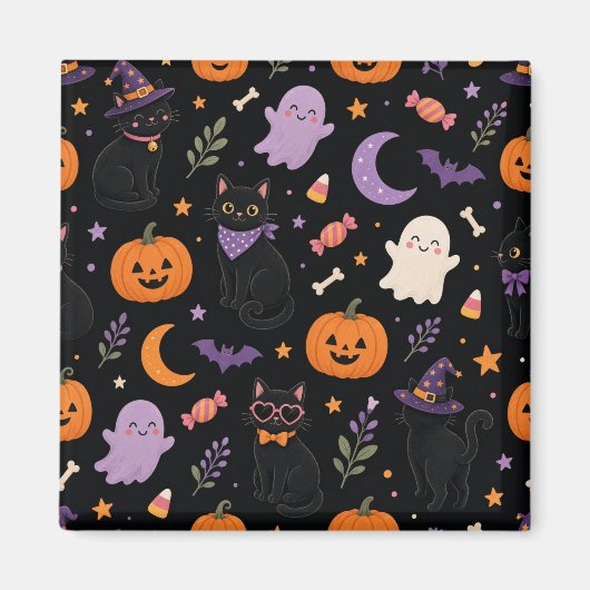 Chats noirs mignons effrayants Magnet (Devant)