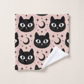 Chats noirs mignons & Halloween céleste (Gant de toilette)