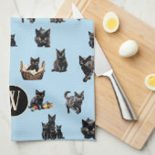 Chats noirs Motif serviette de cuisine (Quart Plié)