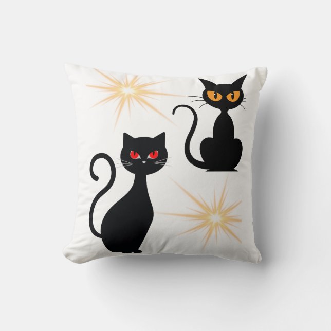 Chats noirs rétros avec coussin étoilé/ (Recto)