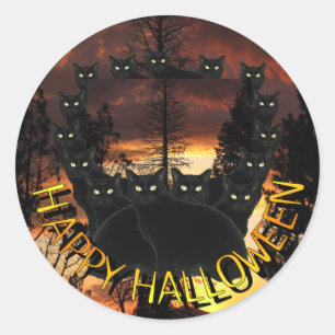 Chats Noirs Sur Stickers Halloween Patrol