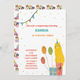 chats orange Invitation d'anniversaire