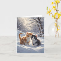 Chats orange tabby gris et blanc Carte de vœux vie