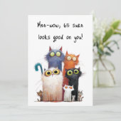 Chats originaux avec de grands yeux Carte d'annive (Debout devant)