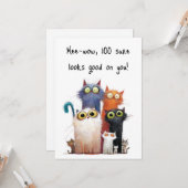 Chats originaux avec de grands yeux Carte plate d' (Devant/Arrière en situation)