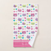 Chats Pastel cool Avec Verres Motif, Rose (Serviette à main)