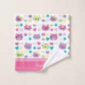 Chats Pastel cool Avec Verres Motif, Rose (Gant de toilette)