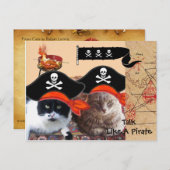 CHATS PIRATES CARTES ET DRAPEAU DE PIRATES ANTIQUE (Devant / Derrière)