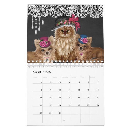 Chats portant le calendrier de casquettes (Aug 2027)