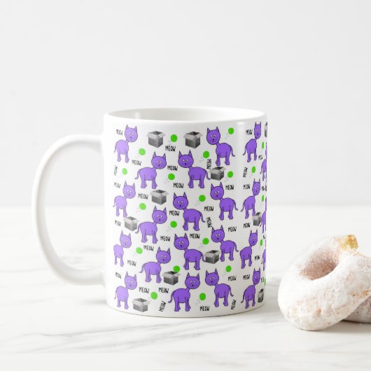 Chats pourpres Meow Mug (Avec donut)