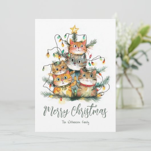 Chats pris en tangage dans l'arbre de Noël Carte d (Debout devant)