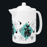 Chats rétro du milieu du siècle moderne Motif<br><div class="desc">Un super mignon motif de chats noirs,  des étoiles atomiques et des formes abstraites inspirées par des motifs rétro du milieu du siècle dans de jolies tonalités de turquoise,  bleu,  noir,  blanc et gris.</div>