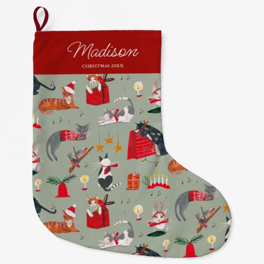 Chats rétro Noël | Vacances | Chaussette (Devant)