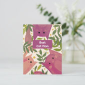 Chats roses et branches Meilleure maman chat Carte (Debout devant)