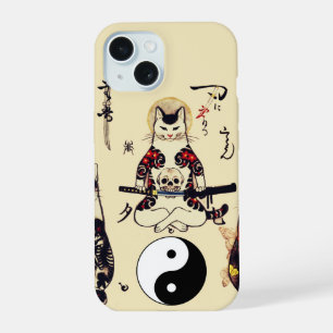 CHATS SAMOURAÏS À TATOUAGES DE CRÂNE, SQUELETTE ET