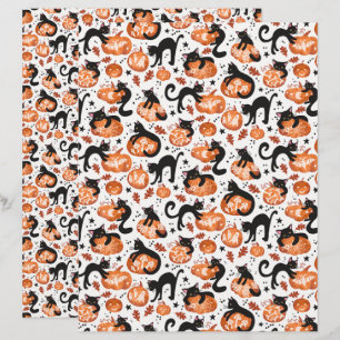Chats sculptant Halloween Citrouilles papier de ch
