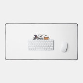 Chats squelette mignons Halloween Gravure vintage (Clavier et souris)