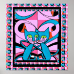 Chats Style Pop Art, Impression Art, Décor Maximal<br><div class="desc">Profitez de ce pop art des années 60 deux chats, en rose, rose et bleu. Idéal pour ceux qui aiment la décoration maximaliste, l'art mural de chat. Vous pouvez personnaliser ce design avec un monogramme, nom, ou photos. Communiquez avec le concepteur pour obtenir des demandes spéciales ou de l'aide. ©...</div>