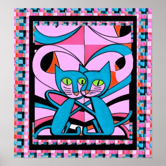 Chats Style Pop Art, Impression Art, Décor Maximal (Devant)