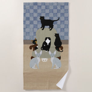 Chats sur une grande chaise Serviette de plage