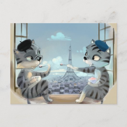Chats & Tour Eiffel – Carte postale de Paris (Devant)