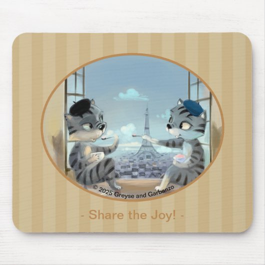 Chats & Tour Eiffel – Paris Joy Tapis de souris (Devant)