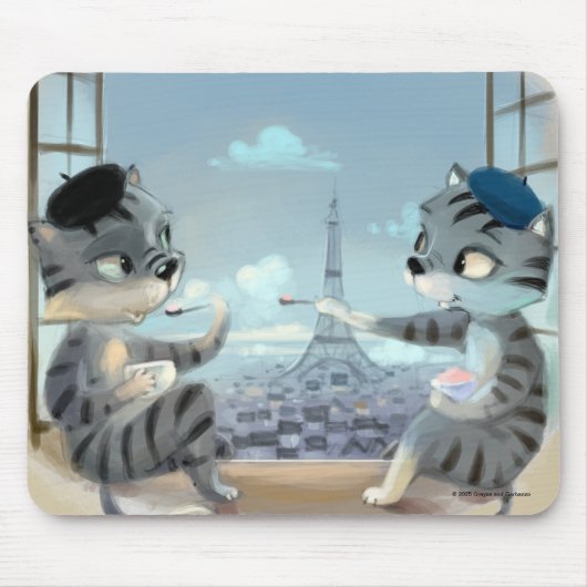 Chats & Tour Eiffel – Tapis de souris Paris (Devant)