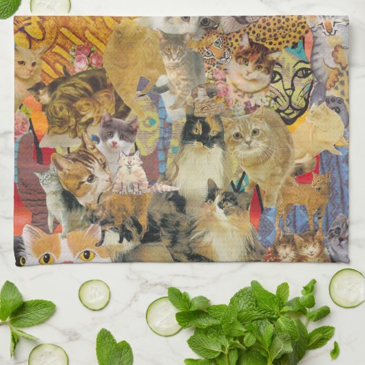 Chats une serviette de cuisine d'abondance (Plié)