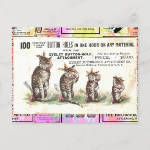 Chats Victoriens vintages Avec Carte Postale Tooth