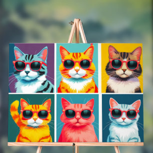 Chats vintages des années 90 en lunettes de soleil