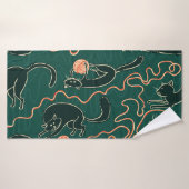 Chats Vintages : Doodle Motif transparent (Serviette de bain)