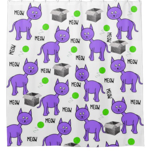 Chats violets rideau de douche (Devant)