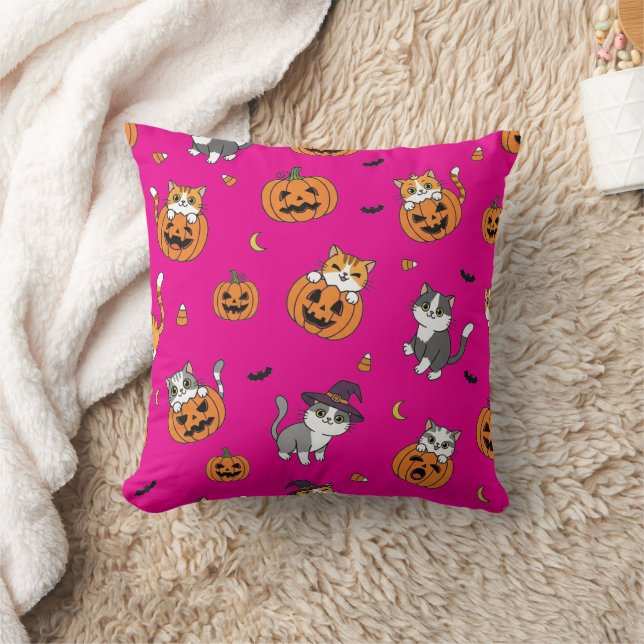 Chats Whimsical & Citrouilles Oreillers Jeu d'Hall (Couverture)