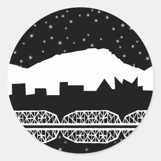 Chatt Skyline zwart-wit envelopzegel Ronde Sticker (Voorkant)