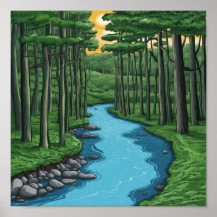 Chattahoochee River Georgia Schilderij Poster