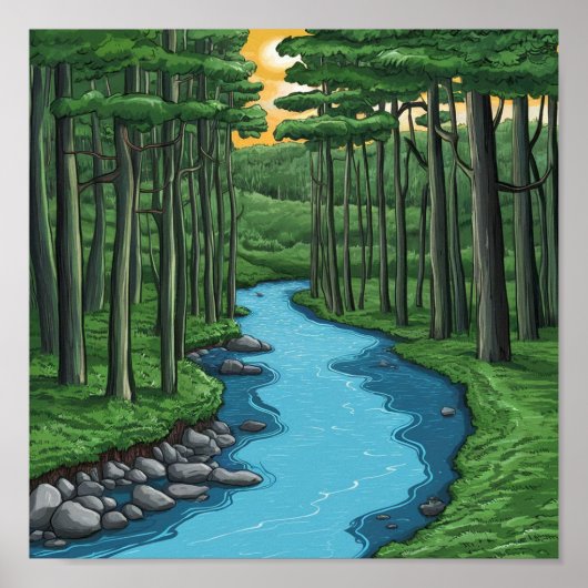 Chattahoochee River Georgia Schilderij Poster (Voorkant)