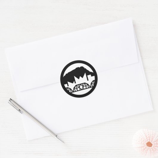 Chattanooga Black en White Envelope Seal Ronde Sticker (Envelop)