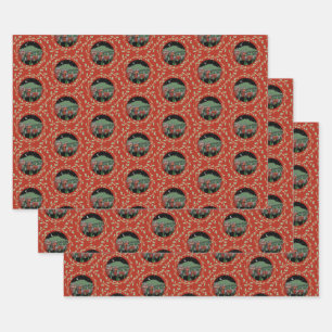 Chattanooga Holiday Wreath Gift Wrap 3 Sheets Inpakpapier Vel