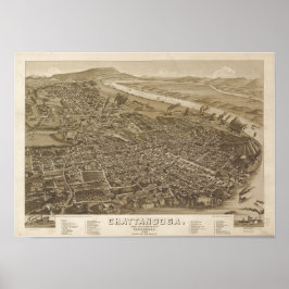 Chattanooga Tennessee 1886 Antiek Panoramische Kaa Poster