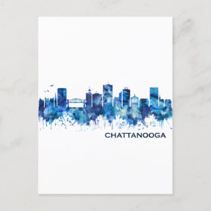 Chattanooga Tennessee Skyline Blue Uitnodiging Briefkaart