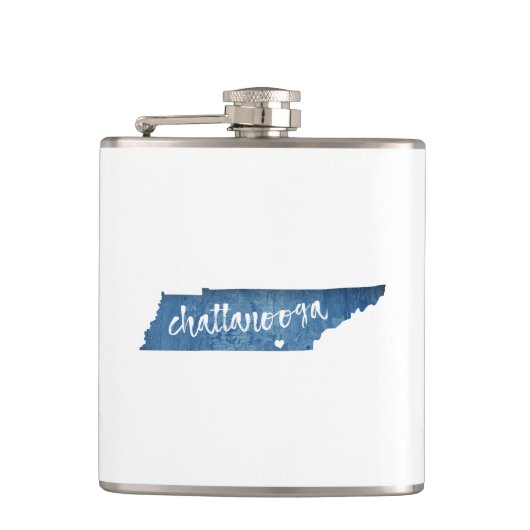 Chattanooga Tennessee Wood Graan Heupfles (Voorkant)