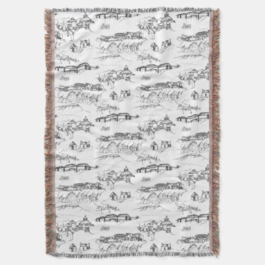 Chattanooga Toile Black en White Deken (Voorkant Verticaal)