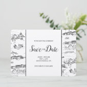 Chattanooga Toile Black en White Save the Date (Staand voorkant)