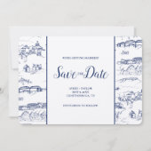 Chattanooga Toile Navy en White Save the Date (Voorkant)