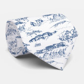 Chattanooga Toile Navy en wit Stropdas (Opgerold)