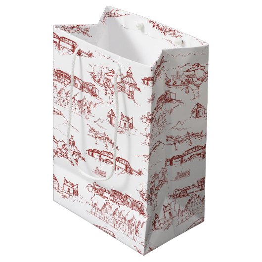 Chattanooga Toile Red en White Medium Cadeauzakje (Voorkant Gekanteld)