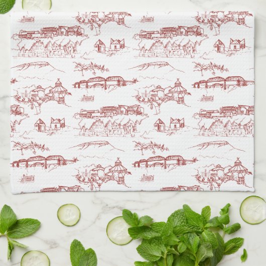 Chattanooga Toile Red en White Theedoek