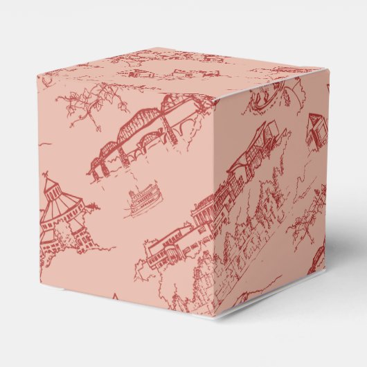 Chattanooga Toile Roze en Rood Bedankdoosjes (Achterkant)