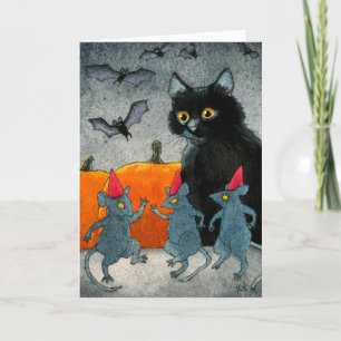 Chatte chat souris chauves-souris citrouille Carte